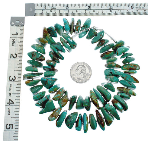 Navajo Sterling Silver And Kingman Turquoise Chunky Bead Necklace X10486